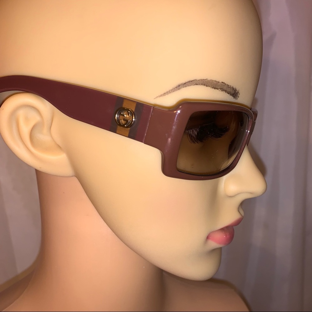 4) GUCCI brown acetate sunglasses with gradient lenses and clamshell case